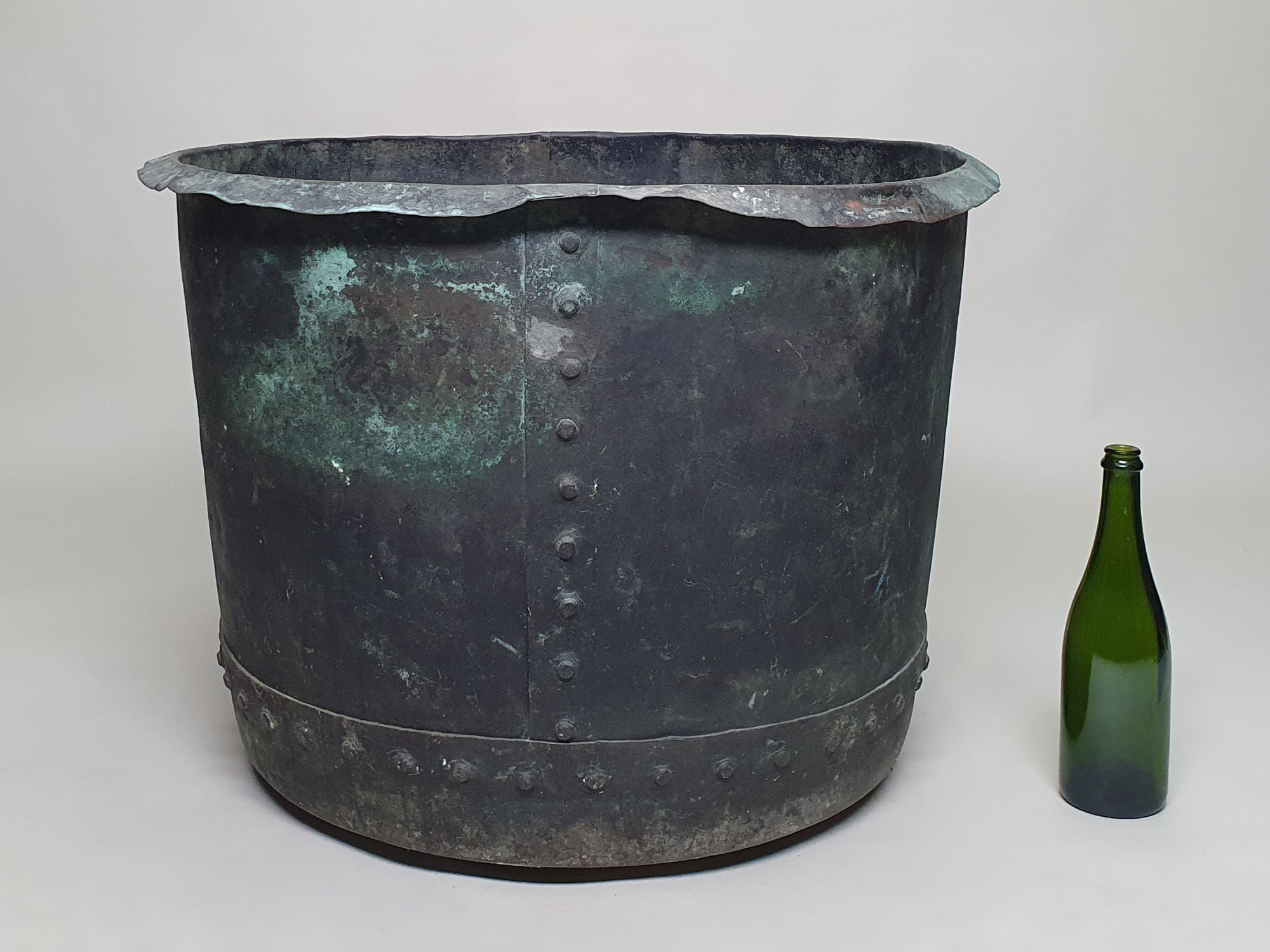 Good sized 19th century riveted antique copper Planter